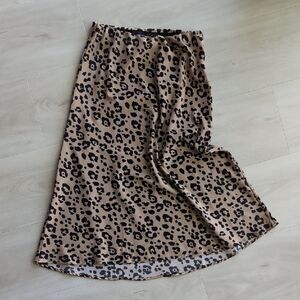 Leopard Print Midi Skirt in Beige and Black